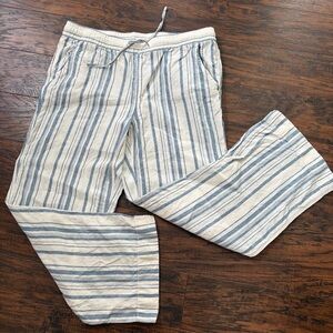 L.L. Bean Linen Striped Pull On Pants